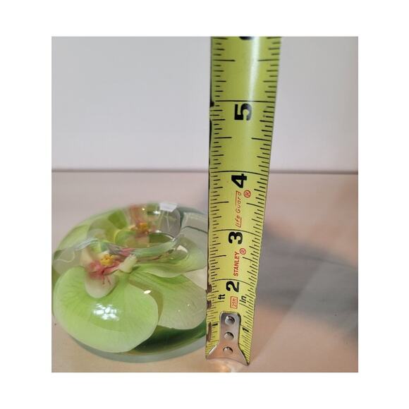 Emilo Robba Glass Orchid Tea Lite Candle Holder Green Floral - Picture 11 of 12